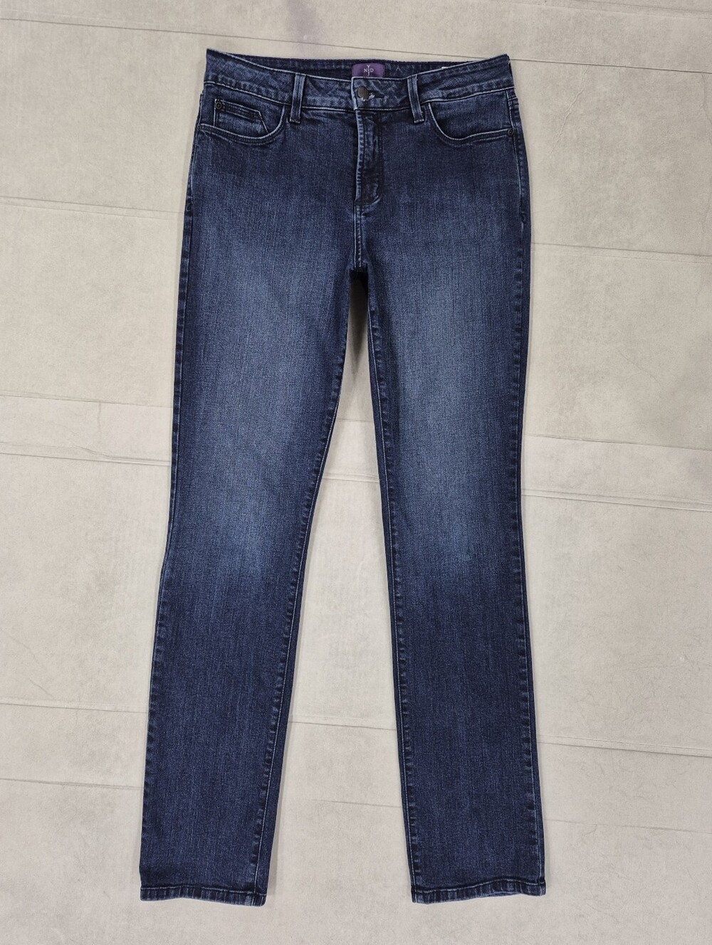 NYDJ jeans women's 10 Slim Straight dark wash stretch mid rise FLAW